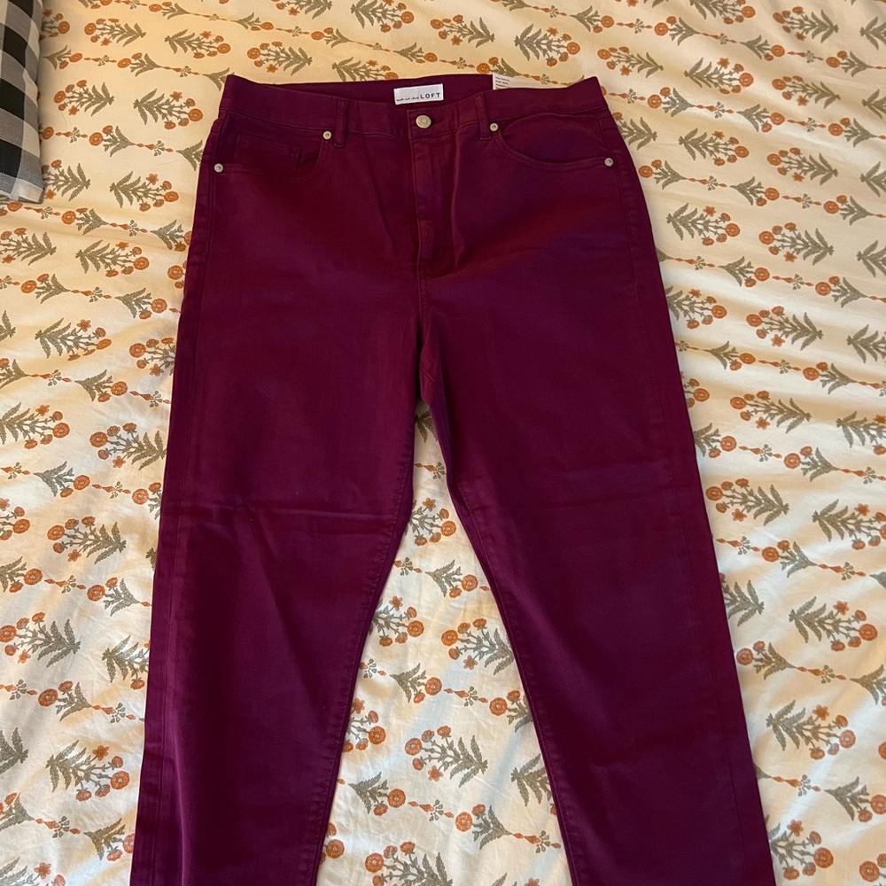 NWT LOFT Women’s Maroon/Burgundy  High-Rise Skinny Jeans